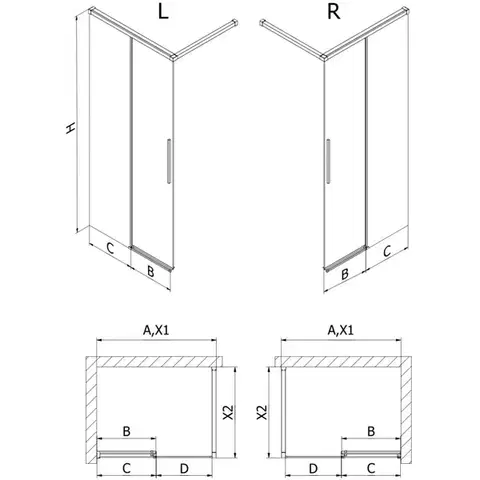 MEXEN/S Rox Sprchová zástěna WALK-IN pravá 120 x 200, černá kratka 8 mm, černá 8C2-120-003-70-77-P