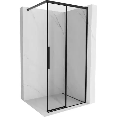 MEXEN/S Rox Sprchová zástěna WALK-IN pravá 120 x 200, černá okraj 8 mm, černá 8C2-120-003-70-70-P