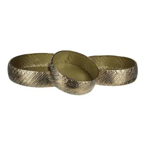 Sada kovových aranžovacích táců GOLDEN WEAVE, 3 ks, zlatá