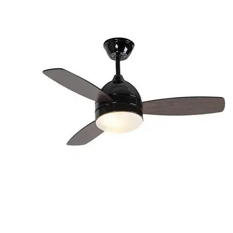 Stropní ventilátor černý s dřevěným potiskem 96 cm s dálkovým ovládáním - Rotar