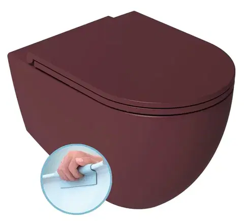 ISVEA INFINITY závěsná WC mísa, Rimless, 36,5x53cm, maroon red 10NF02005-2R