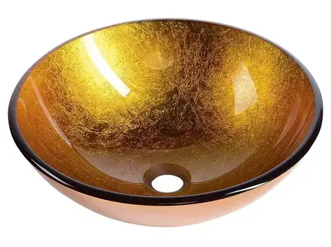 SAPHO AGO skleněné umyvadlo na desku Ø 42cm, zlatá/oranžová 2501-19