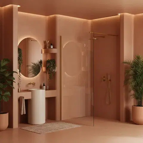 REA/S Sprchová zástěna Flexi Transparent / Brush Gold 110 KPL-K99261