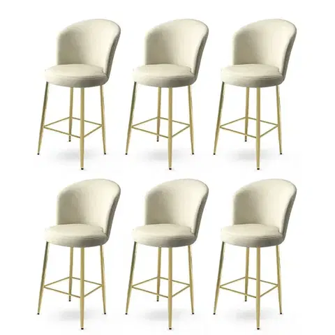 Bar Stool Set (6 Pieces) Alte - Cream, Gold