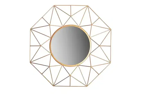 Estila Stylové art deco nástěnné kulaté zrcadlo Diamont se zlatým rámem s diamantovým vzorem 80 cm