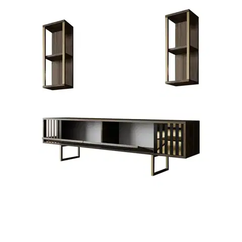 Televizní stolek s policemi Linie Walnut and Gold