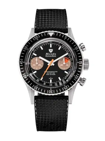 Nivada Grenchen Chronomaster White Orange Boy Inter. Bezel - Manual - Rubber tropic