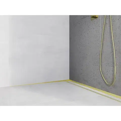 MEXEN Line-B spádová lišta nástěnná 120 cm levá, zlato kartáčovaná 185502120L