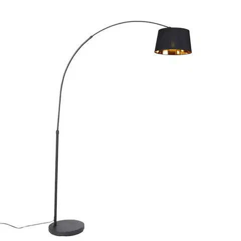Moderní oblouková lampa černá se zlatem - Arc Basic