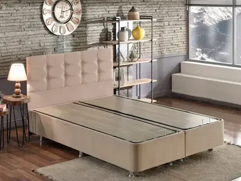 Rám dvoulůžkové postele s čelem Ela Double - Light Brown (180 x 200)
