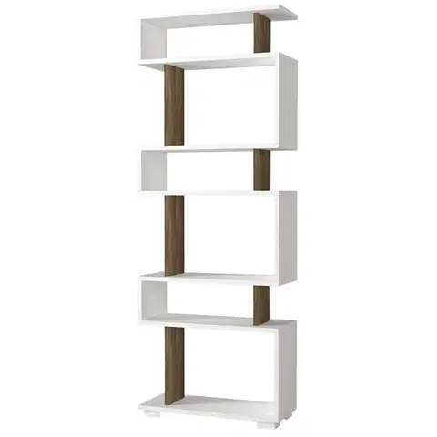 Knihovna Blok - White, Walnut