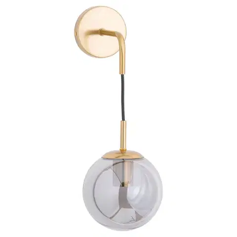 Estila Art-deco stylová nástěnná lampa Globe s kouřovým motivem zlaté barvy z kovu 60cm