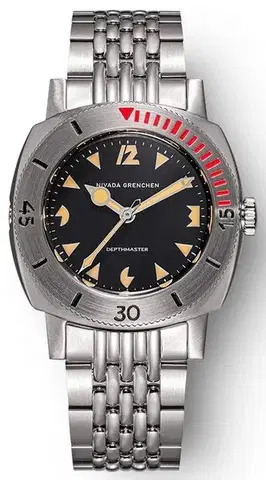 Nivada Grenchen Art Deco Depthmaster - Black Leather