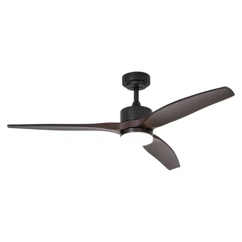 Stropní ventilátor černý s dřevěným potiskem 132 cm vč. LED stmívatelný s dálkovým ovládáním - Joly