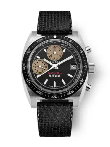 Nivada Grenchen Autochron White Automatic - Brown Leather