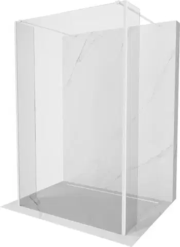 MEXEN/S Kioto Sprchová zástěna WALK-IN volněstojící 90 x 30 x 30, transparent, bílá 800-090-030-222-20-00-030