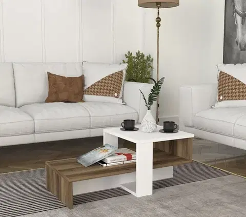Konferenční stolek Chain - White, Walnut