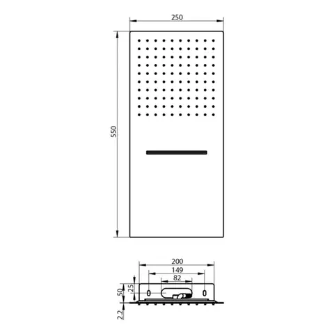 SAPHO SLIM nástěnná hlavová sprcha s kaskádou, 250x550, nerez lesk MS747