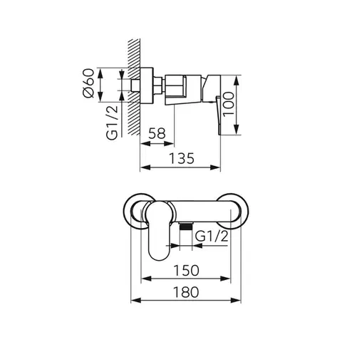 NOVASERVIS Sprchová baterie bez příslušenství 150 mm Nostris, černá BNS7BL