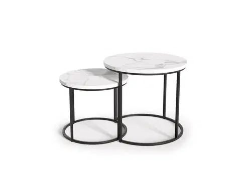 HALMAR Set odkládacích stolků OREO bílý mramor/černý