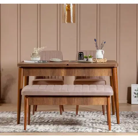 Jídelní set s rozkládacím stolem a židlemi (4 kusy) Vina 0900 - Walnut Stone