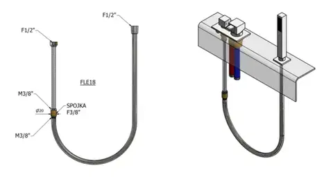 SAPHO SET sprchové hadice pro výsuvné sprchy z vany, F1/2"- F1/2", 275cm, chrom FLE18