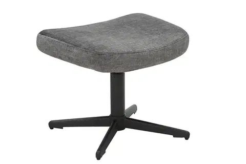 Estila Moderní designová otočná podnožka Krespa s šedým sametovým potahem a černou kovovou nohou 45 cm