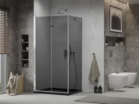MEXEN/S Lima sprchový kout 100x80, grafit, chrom + černá vanička se sifonem 856-100-080-01-40-4070