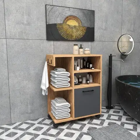 Víceúčelová skříňka Rebusa - Atlantic Pine, Anthracite