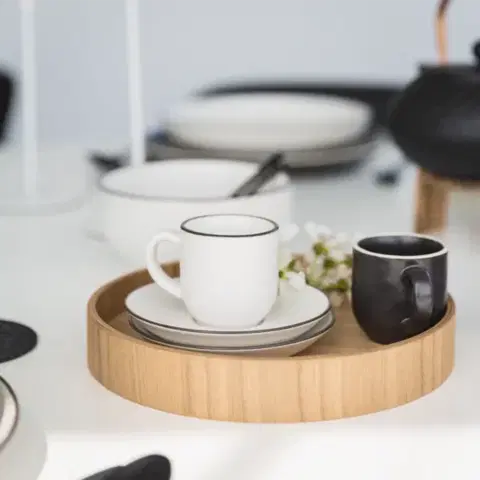 Kulatý tácek Ø 22 cm, V: 3.5 cm – Elements Wood jasan - 593977