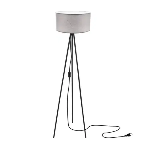 Stojací lampa SHANTI černá 1x40W E27 stínidlo šedé
