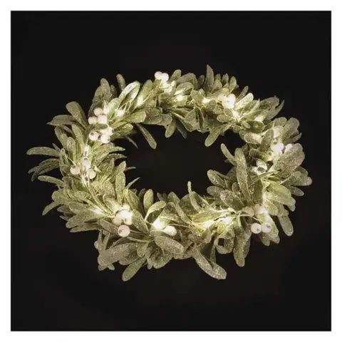 EMOS Vánoční LED věnec s časovačem Jaylee 35 cm zelený