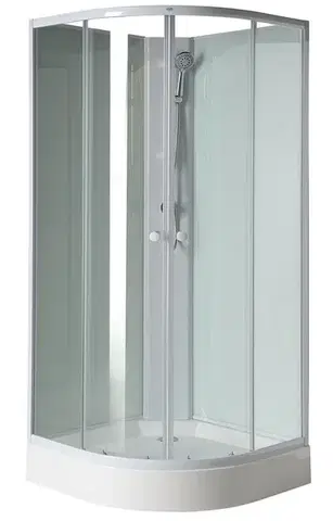 AQUALINE AIGO čtvrtkruhový sprchový box 900x900x2040 bílý profil, čiré sklo YB93