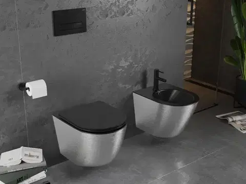 MEXEN Lena bidet závěsný, černá mat/stříbrná vzor 35224873