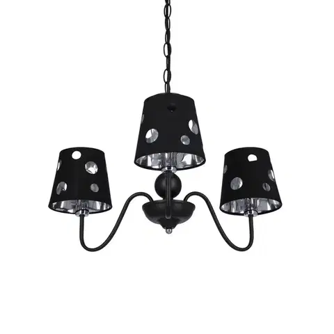 Černý lustrový závěsný lampa 3xE14 Batley Ledea