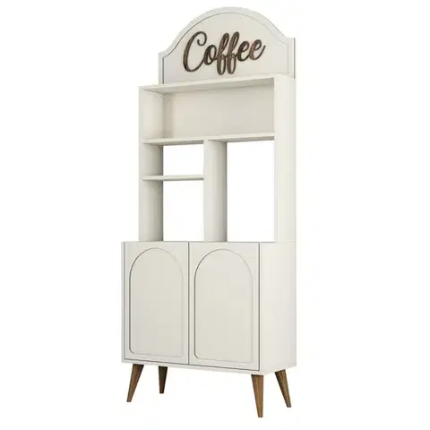 Coffee Bar Cabinet Lyon 80 - Cream, Walnut - POSLEDNÍ KUS