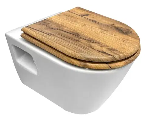 AQUALINE WC sedátko, Soft Close, dub 1705-20