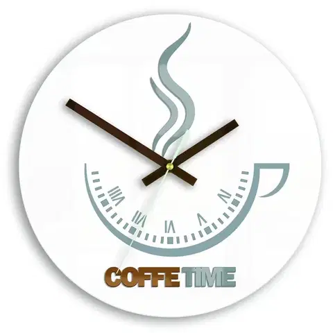 ModernClock Nástěnné hodiny Coffe Time bílé