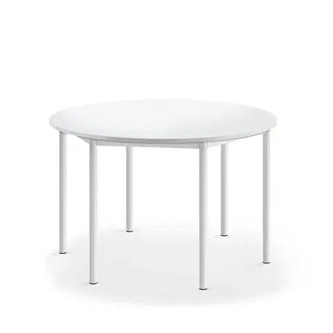 Stůl BORÅS, Ø1200x720 mm, bílé nohy, HPL deska, bílá