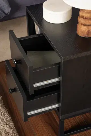 Noční stolek Glimmer - Wood Black, Black