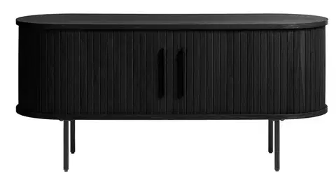 Estila TV stolek Bornholm, černý, lamelový, 120 cm