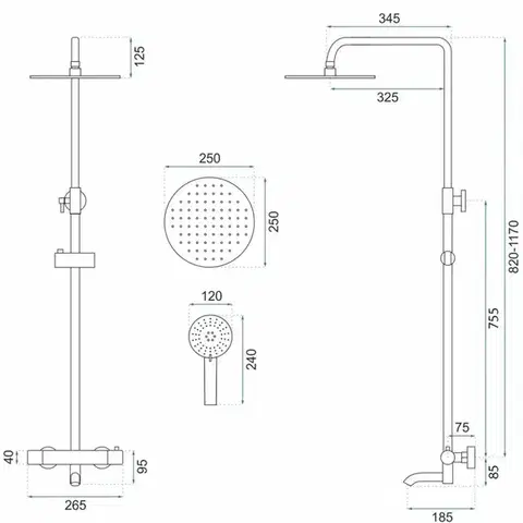REA Sprchový set s baterií 150mm Lungo zlatá REA-P4114