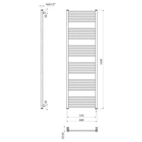 SAPHO METRO-E elektrické otopné těleso rovné 600x1620, 800 W, bílá ME616