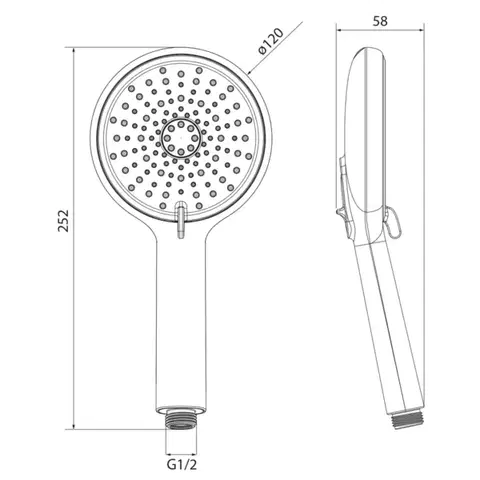 SAPHO Ruční masážní sprcha, 3 režimy sprchování + režim oplach, silikon trysky, průměr 120, ABS/černá mat 1204-51B