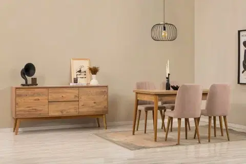 Set s rozkládacím stolem, židlemi a konzolou (6 kusů) Vina 01 0900 - Atlantic Pine, Stone
