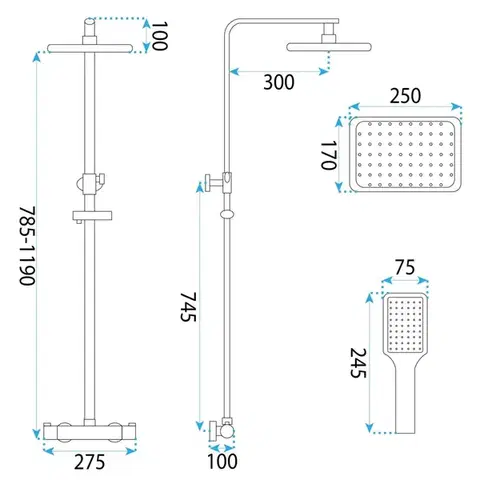 REA Sprchový set s baterií 150mm Tom chrom z termostatem REA-P7100