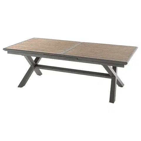DEOKORK Hliníkový stůl BERGAMO 220/279 cm (šedo-hnědý/medová)