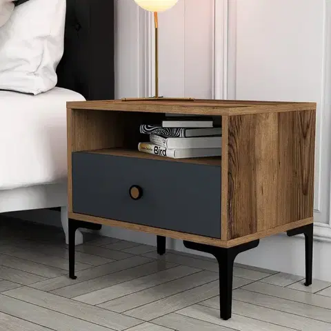 Noční stolek Lizbon 529 - Walnut, Anthracite