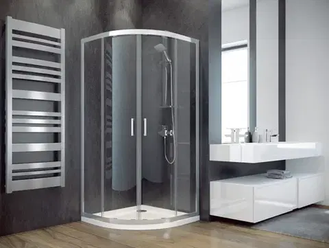 BESCO Čtvrtkruhový sprchový kout MODERN CHROM 190 Barva rámu Chrom/Leštěný hliník (ALU), Rozměr A 90, Rozměr B 90, Rozměr C 190, Směr zavírání Univerzální Levé / Pravé, Výplň Fume bezpečnostní sklo 6 mm BO290CTVRTCG