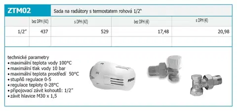 NOVASERVIS Sada na radiatory s termostatem rohová 1/2" - ZTM2